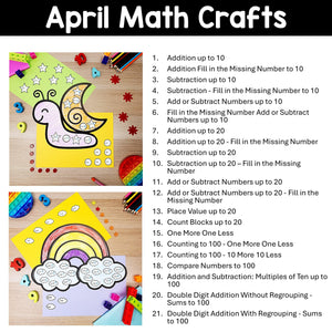 Math Crafts Worksheets YEAR-LONG MEGA BUNDLE K-4th Grade