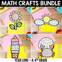 Load image into Gallery viewer, Math Crafts Worksheets YEAR-LONG MEGA BUNDLE K-4th Grade