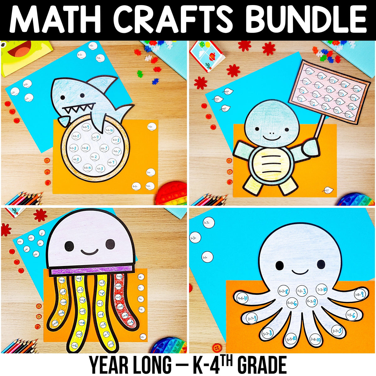 Math Crafts YEAR-LONG MEGA BUNDLE K-4th Grade – My Nerdy Teacher
