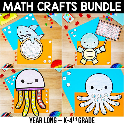 Math Crafts YEAR-LONG MEGA BUNDLE K-4th Grade
