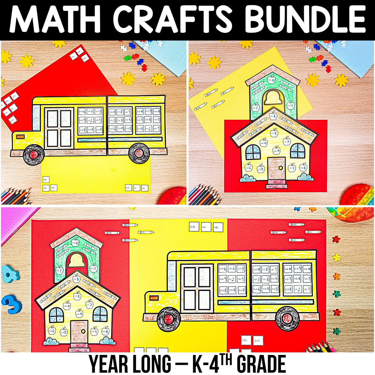 Fun Math Craft For Workbooks Math Crafts YEAR-LONG MEGA BUNDLE K-4th Grade – My Nerdy Teacher