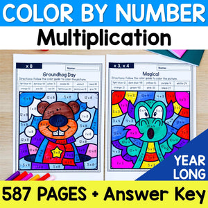 2,000+ Color by Number Worksheets - Addition, Subtraction, Multiplication, Division - YEAR-LONG BUNDLE