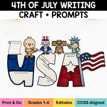 Load image into Gallery viewer, 4th of July (Independence Day) Writing Craft Writing Prompts and Bulletin Board