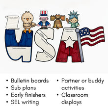 Load image into Gallery viewer, 4th of July (Independence Day) Writing Craft Writing Prompts and Bulletin Board