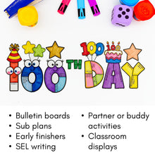 Load image into Gallery viewer, 100th Day of School Writing Craft Writing Prompts and Bulletin Board