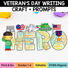 Load image into Gallery viewer, Veterans Day Writing Craft Writing Prompts and Bulletin Board