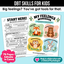 Load image into Gallery viewer, My Feelings Workbook - DBT Skills Workbook for Kids | Coping Skills, Emotion Regulation, SEL Worksheets