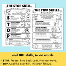 Load image into Gallery viewer, My Feelings Workbook - DBT Skills Workbook for Kids | Coping Skills, Emotion Regulation, SEL Worksheets