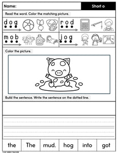 Read, Color, Build & Write Decodable Sentences