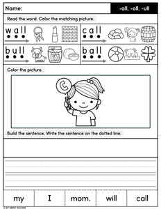 Read, Color, Build & Write Decodable Sentences