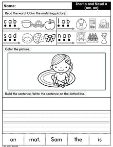 Read, Color, Build & Write Decodable Sentences