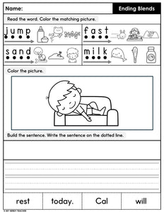 Read, Color, Build & Write Decodable Sentences