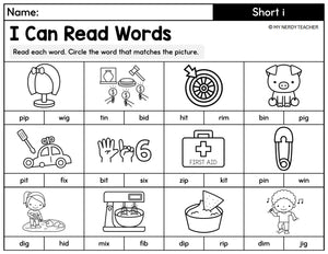 Matching Pictures to Words - Phonics Worksheets