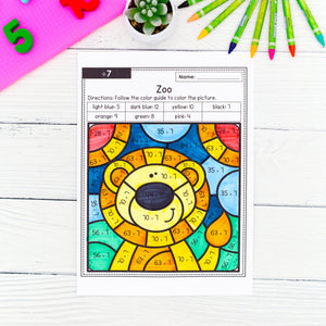 587 Color by Number Worksheets - Division - YEAR-LONG BUNDLE