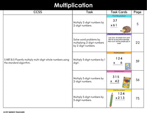 Multiplication - 5th Grade Math Task Cards - CCSS Aligned – My Nerdy ...