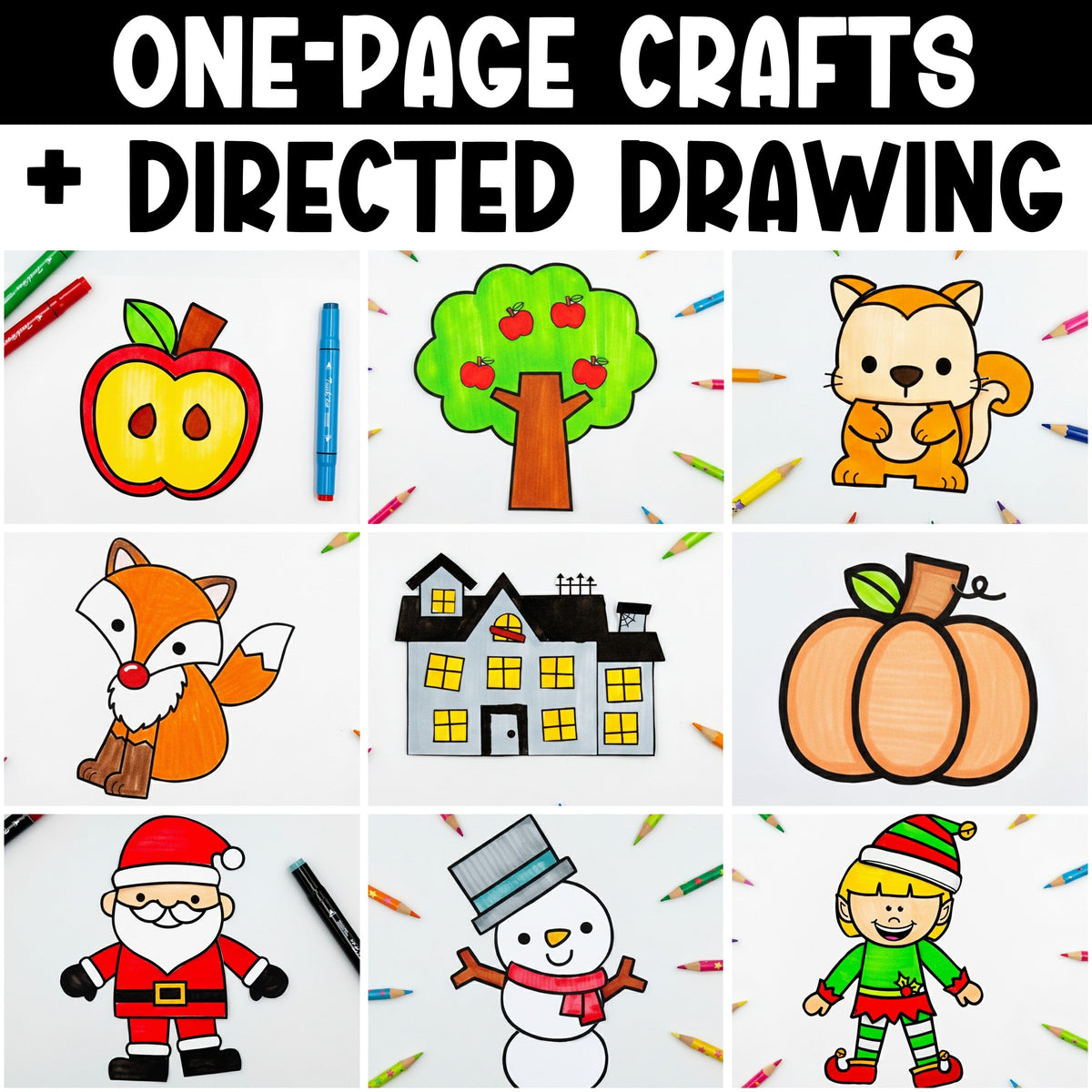 One Page Crafts + Directed Drawing YEAR-LONG BUNDLE – My Nerdy Teacher
