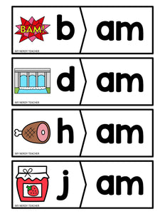 Onset and Rime Cards - Beginning Sounds and CVC Word Families