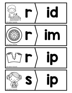Onset and Rime Cards - Beginning Sounds and CVC Word Families