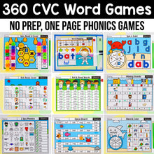 Load image into Gallery viewer, 360 CVC Word Games - No Prep Literacy Centers BUNDLE
