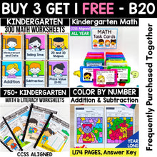 Load image into Gallery viewer, Buy 3 Get 1 FREE Bundle — Kindergarten Math Essentials Pack