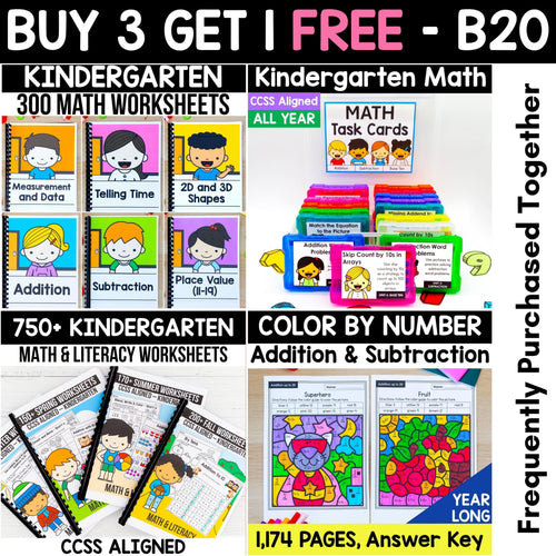 Buy 3 Get 1 FREE Bundle — Kindergarten Math Essentials Pack