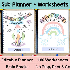 1st Grade Substitute Planner, Templates, Worksheets MEGA BUNDLE