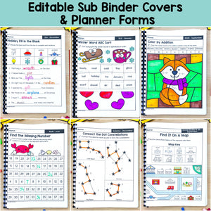 1st Grade Substitute Planner, Templates, Worksheets MEGA BUNDLE