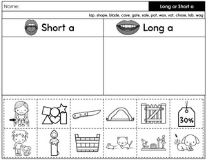 FREE Short vs Long Vowels Worksheets