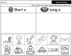 FREE Short vs Long Vowels Worksheets