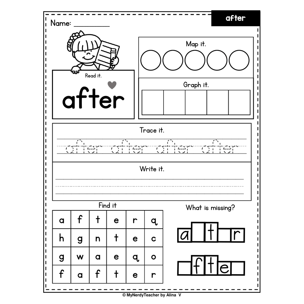 Sight Words Practice Worksheets - Heart Words - SOR Aligned - Set 1 ...