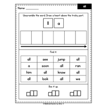 Load image into Gallery viewer, Sight Words Practice Worksheets - Heart Words - SOR Aligned - Set 4