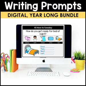 Morning Work Writing Prompts 1st Grade YEAR LONG BUNDLE - Google Slides & PowerPoint