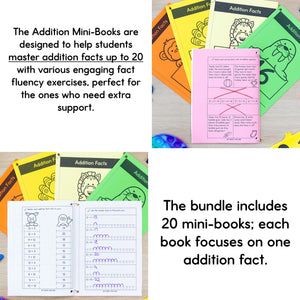 Addition Math Facts Mini Books MEGA BUNDLE Numbers 1 to 20