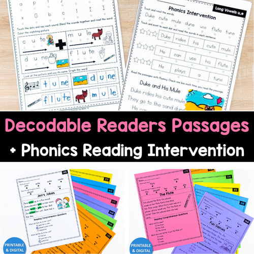 Decodable Readers Passages Bundle + Phonics Reading Intervention Bundle