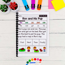 Load image into Gallery viewer, 50 CVC Words Decodable Read &amp; Sequence Phonics Passages - Science of Reading Aligned