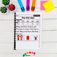Load image into Gallery viewer, 50 CVC Words Decodable Read &amp; Sequence Phonics Passages - Science of Reading Aligned