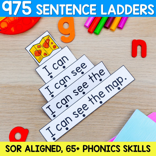 975 Decodable Sentence Ladders MEGA BUNDLE - Science of Reading Aligned - K - 2nd Grade