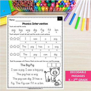 Decodable Readers Passages Bundle + Phonics Reading Intervention Bundle