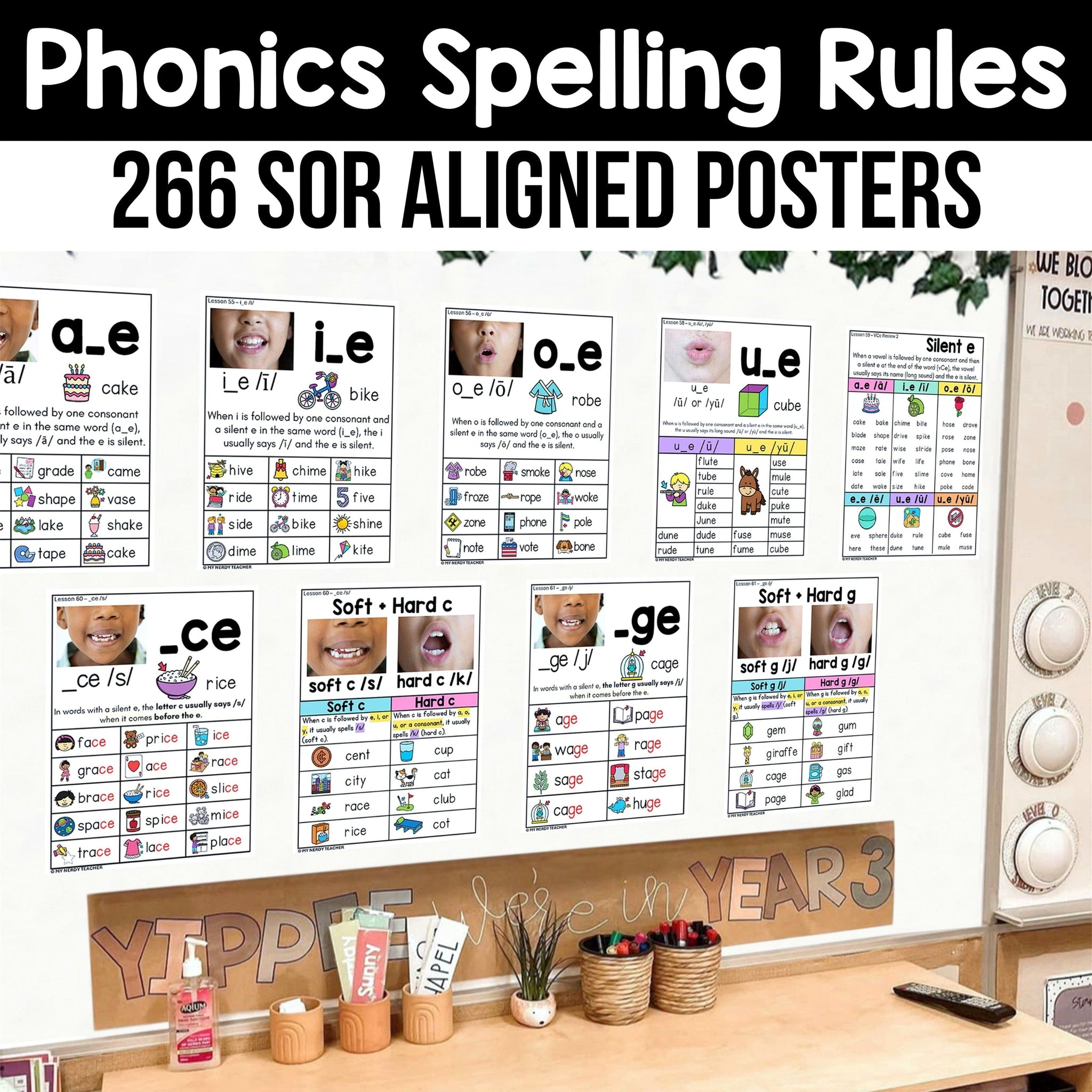 Phonics Rules Poster Set cover showing full collection of 266 spelling rule posters