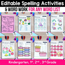 Load image into Gallery viewer, Editable Spelling Activities &amp; Word Work For Any Word List BUNDLE