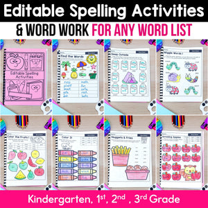 Editable Spelling Activities & Word Work For Any Word List BUNDLE