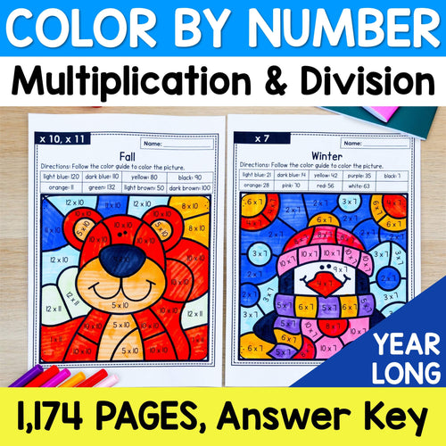 1000+ Color by Number - Multiplication & Division