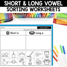 Load image into Gallery viewer, FREE Short vs Long Vowels Worksheets