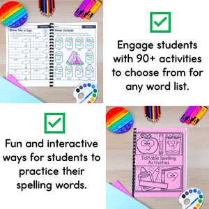 Editable Spelling Activities & Word Work For Any Word List BUNDLE