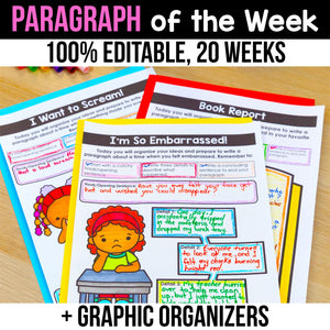 Paragraph of the Week + Graphic Organizers - Editable