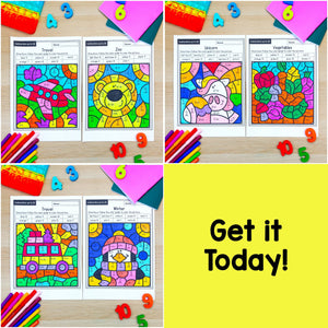 2,000+ Color by Number Worksheets - Addition, Subtraction, Multiplication, Division - YEAR-LONG BUNDLE