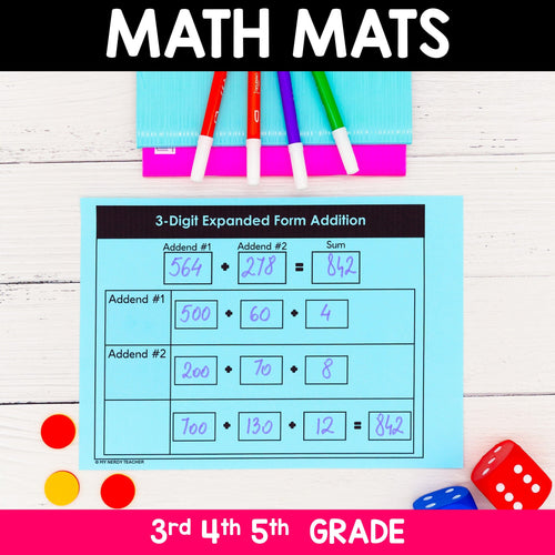 615 3rd 4th 5th Grade Math Mats and Graphic Organizers  (Included in 800+ Math Mats MEGA BUNDLE)