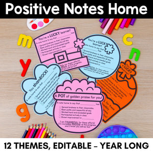 Positive Notes Home - YEAR-LONG Bundle - Editable