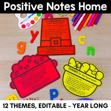 Load image into Gallery viewer, Positive Notes Home - YEAR-LONG Bundle - Editable