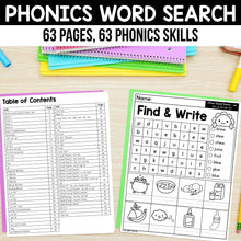 Load image into Gallery viewer, 63 Phonics Word Search Worksheets